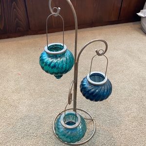 Turquoise and Silver Candle Holder